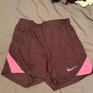 Nike Women's Athletic Shorts in Brown with Pink Accents